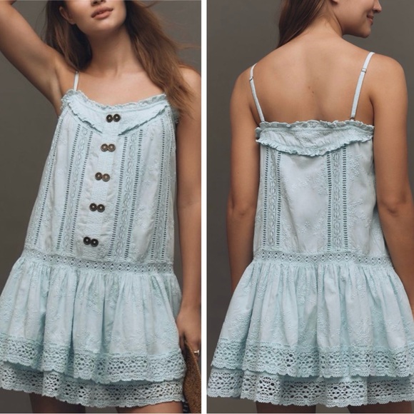 Anthropologie Dresses & Skirts - Anthropologie Pilcro Square-Neck Lace Swing Mini Dress, Size M